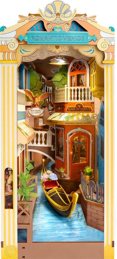 Robotime Romantic Venice Houten Book Nook DIY-miniatuurhuis TGB08 Knutselen Bouwpakket Hobby Boekensteun Creatief