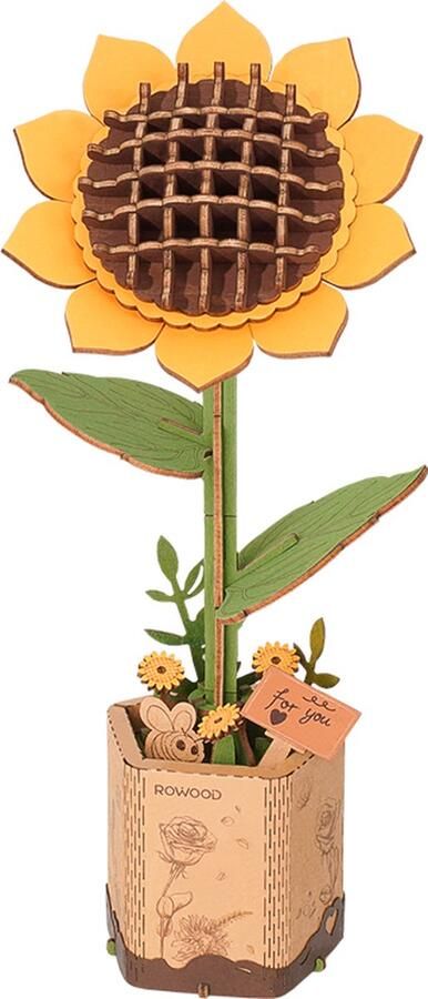 Robotime Sunflower TW011 Zonnebloem Knutselen DIY Houten bouwpakket Volwassenen