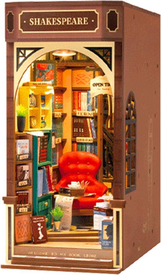 Robotime Rolife Book Nook Shakespeare's Bookstore TGB07 DIY Miniatuurhuis Knutselen Bouwpakket Boekenwinkel