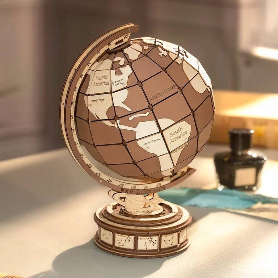 Robotime Rolife Global Wonders TGM01 Knutselen Wereldbol DIY Houten bouwpakket Volwassenen Creatief