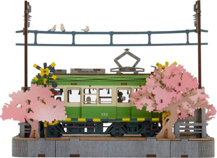 Robotime Rolife Sakura Journey TGS02 Knutselen Trein DIY Houten bouwpakket Volwassenen Creatief Voertuigen