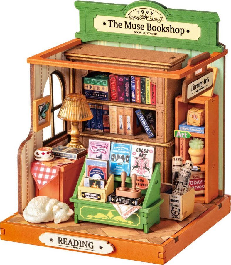 Robotime Rolife The Muse Bookshop DS040- Knutselen Bouwpakket Miniatuur Hobby Creatief DIY