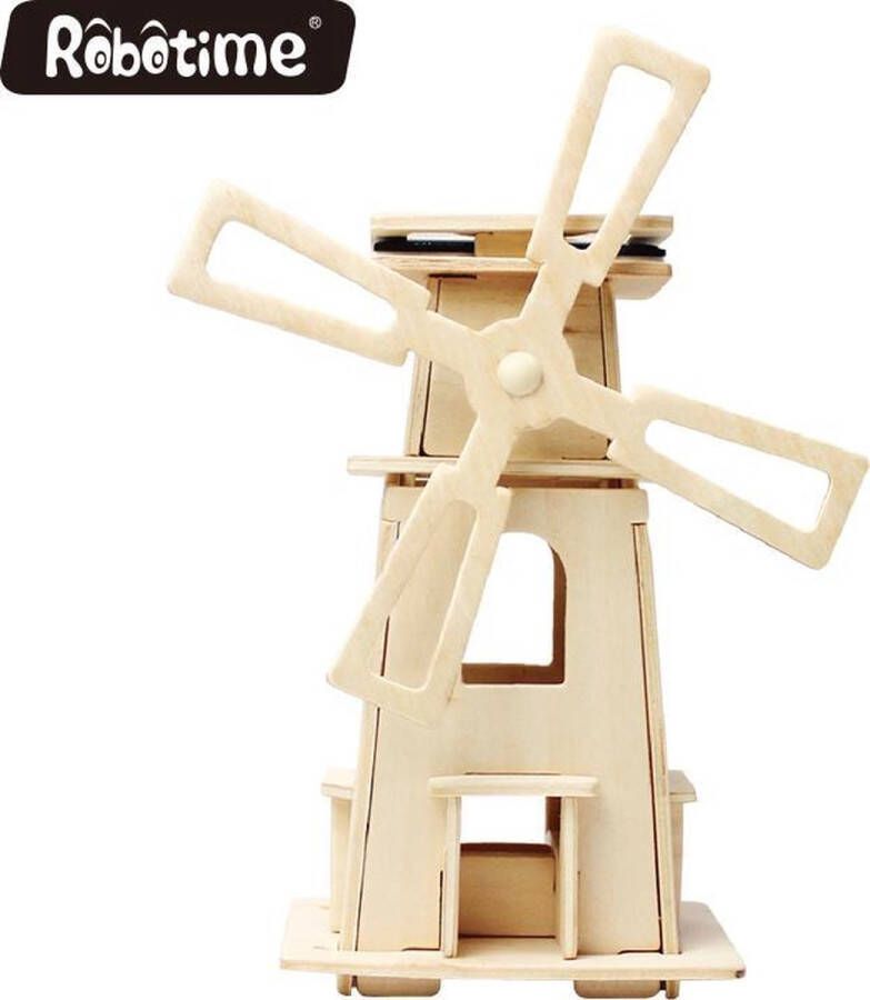 Robotime W130 houten molen met zonnecel