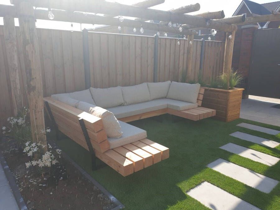 Robustiek Wonen B.V. Loungebank Douglas Loungebank Tuin Loungebank Balkon Tuinbank- 200x300x160 cm