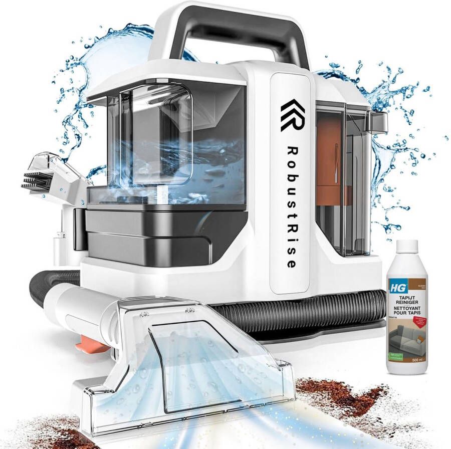RobustRise Tapijtreiniger incl extra reinigingsmiddel Extra krachtig Draagbare Vlekkenreiniger – Bankreiniger – Reinigingsmachine Autoreiniger