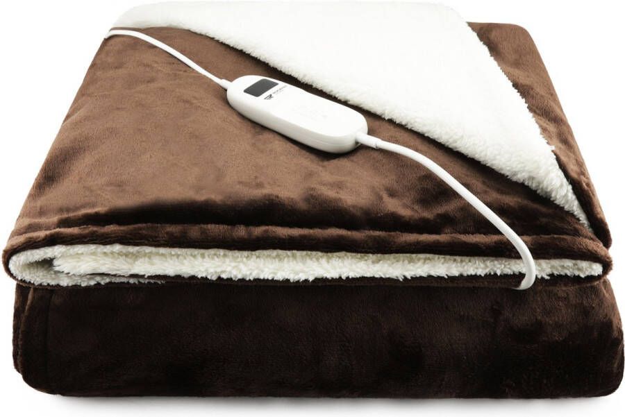 Rockerz Elektrische deken Warmtedeken -Elektrische bovendeken XXL formaat (200 x 180 cm) 2 persoons Bruin