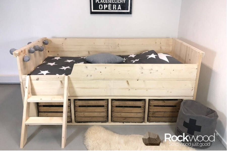 Rockwood Kajuitbed Jasper inclusief montage inclusief blik beits antraciet wash