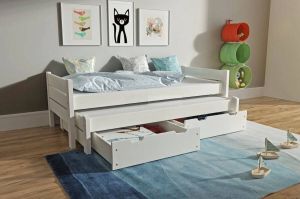 Rockwood Kinderbed Combi Wit met 2 lattenbodems en matras bovenbed Saturnus