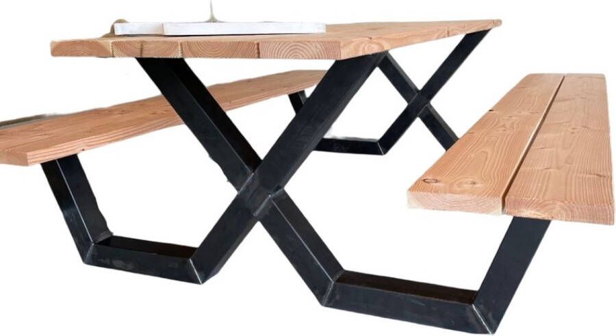 Rockwood Picknicktafel Cross Over 200cm 2.00m Exclusief 8 afgeronde hoeken