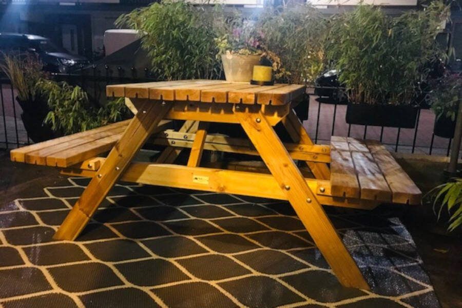 Rockwood Picknicktafel Massief Grenen Luxe Superieur 1.20m met 2 rugleuningen