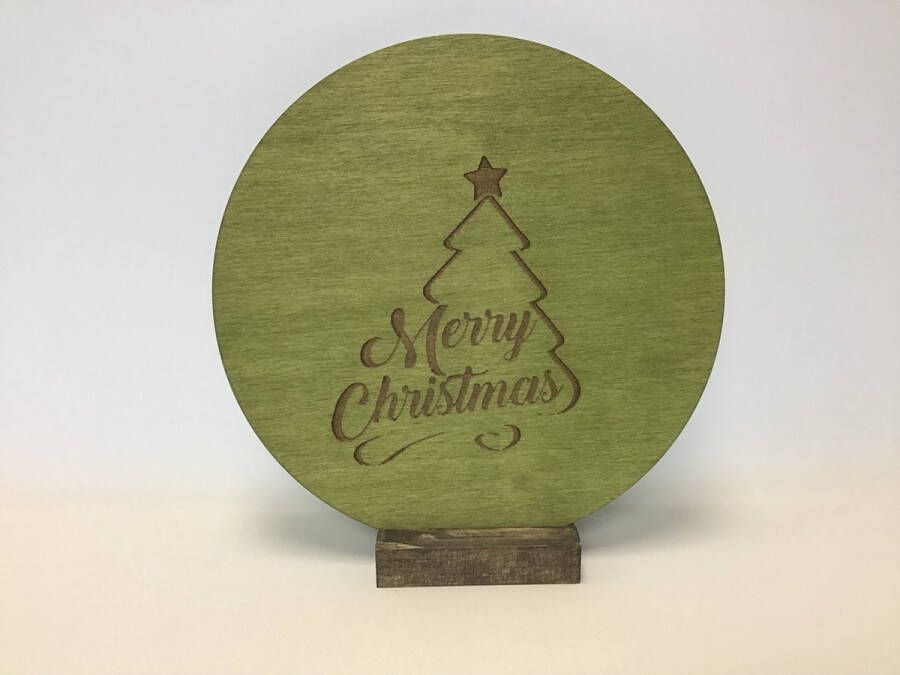 Rodanthe Decoratie Muurcirkel Merry Christmas groen met houder 20 x 20 cm