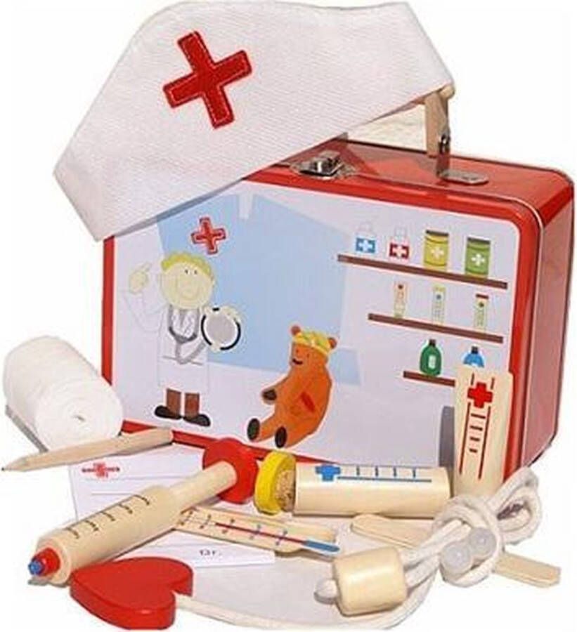Roel Speelgoed Dokterskoffer met houten dokter accessoires speelgoeddoktersset