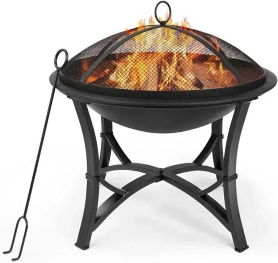 Roggi Vuurschaal – Vuurkorf – Vuurschaal BBQ – Vuurhaard Met Vonkenscherm 56.5 x 56.5 x 50 cm