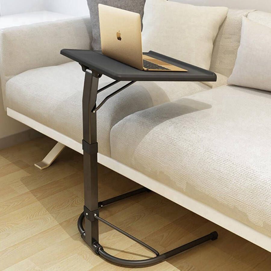 Rohzzi Zwart Volledig Inklapbare en verstelbare Laptop Bed Schoot Klap en Bijzettafel voor op Bed Bank en Tuin Laptop Standaard en Side Table