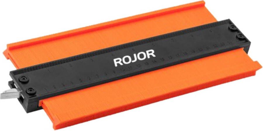 ROJOR Aftekenhulp met Lock 25cm Hoogwaardige Kwaliteit IJzeren Lock Profielaftaster Aftekenhulp Contourmal Meethulp Afteken Laminaat- & Vloergereedschap Oranje