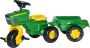 Rolly Toys Rolly MiniTrac John Deere Driewieler Traptractor met Aanhanger - Thumbnail 1