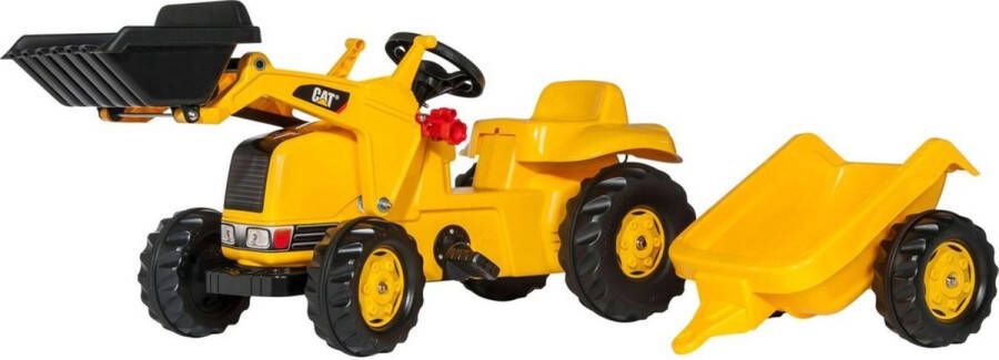 Rolly Toys traptractor met aanhanger RollyKid Cat geel