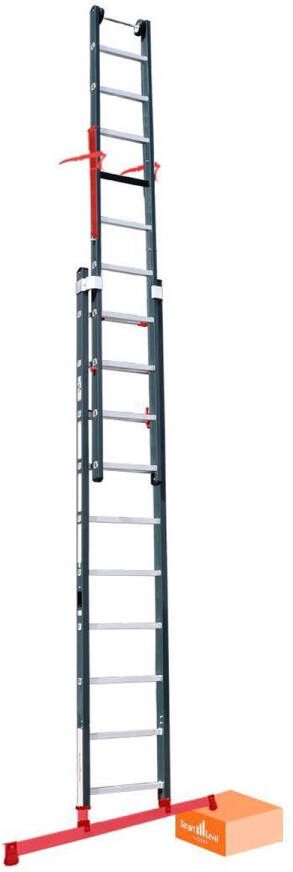 Smart Level Ladder Premium Schuifladder met Levelingssysteem en Top Safe Systeem 2 delig| 2x12 treden Gecoat Leveling System Aluminium Anti slip EN 131-1 + 2 NEN 2484 TÜV en GS gecertificeerd