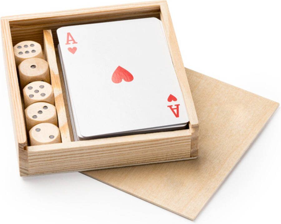 Roly 4 delige spellen set Domino behendigheids Blokken boter kaas eieren speelkaarten en dobbelstenen
