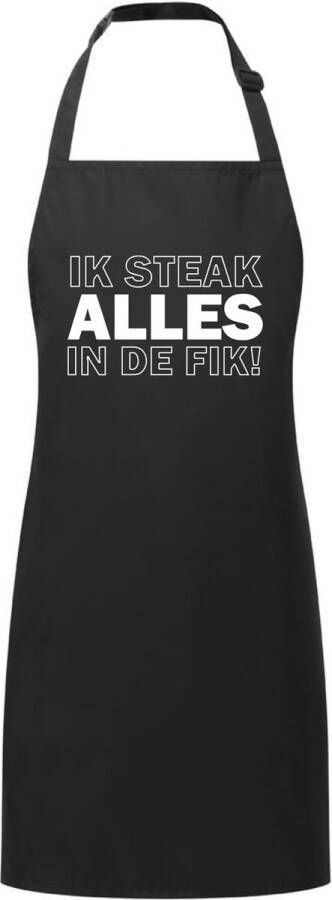 Roly BBQ Schort Ik steak alles in de fik Kookschort BBQ Koken Schort met leuke afbeelding Schort met tekst.Grill Meester in actie Master Chef