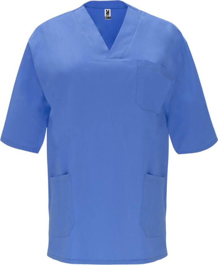 Roly Lab Blauw unisex werkhes korte mouw voor hygiene beroepen (schoonheid laboratorium schoonmaak en voeding) Panacea maat 3XL