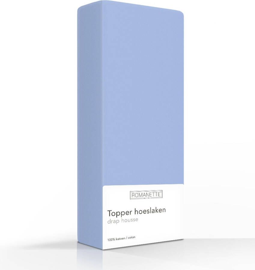Romanette 100% Luxe Katoen Topper Hoeslaken Eenpersoons (70x200 cm) Blauw