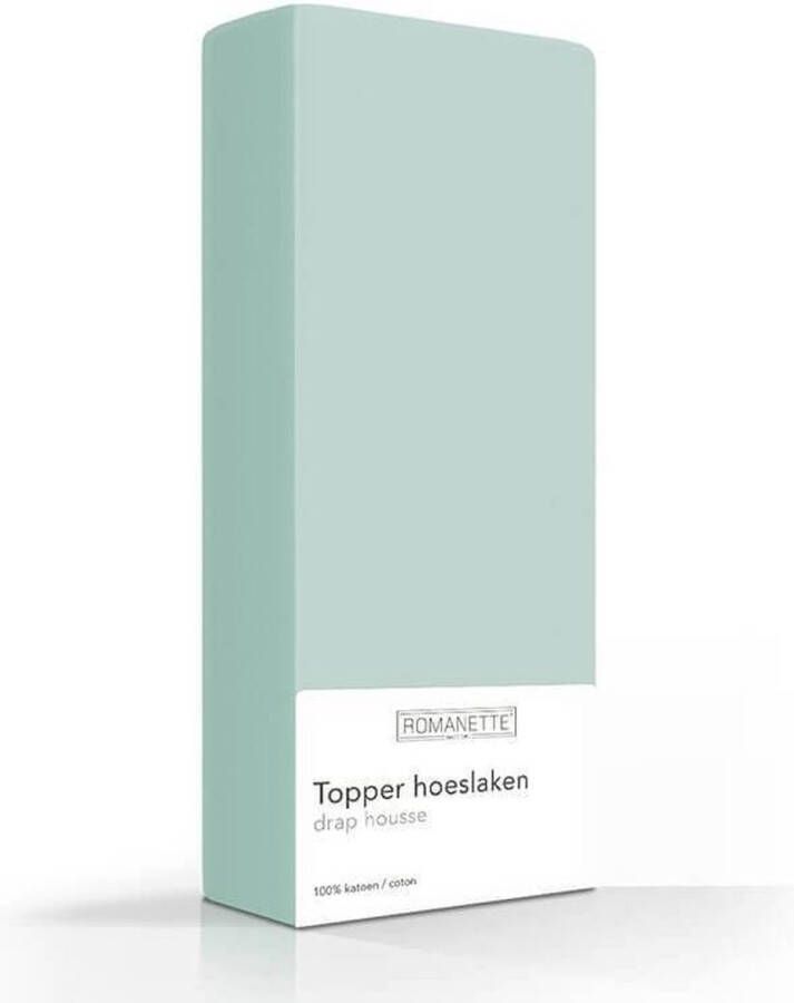 Romanette 100% Luxe Katoen Topper Hoeslaken Lits-jumeaux (180x200 cm) Groen