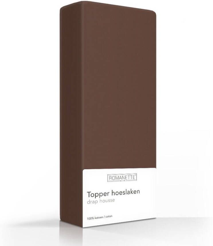 Romanette 100% Luxe Katoen Topper Hoeslaken Lits-jumeaux Extra Lang (160x220 cm) Taupe