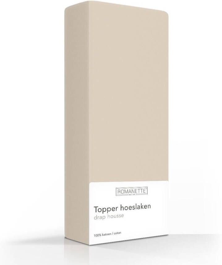 Romanette 100% Luxe Katoen Topper Hoeslaken Lits-jumeaux Extra Lang (160x220 cm) Zand