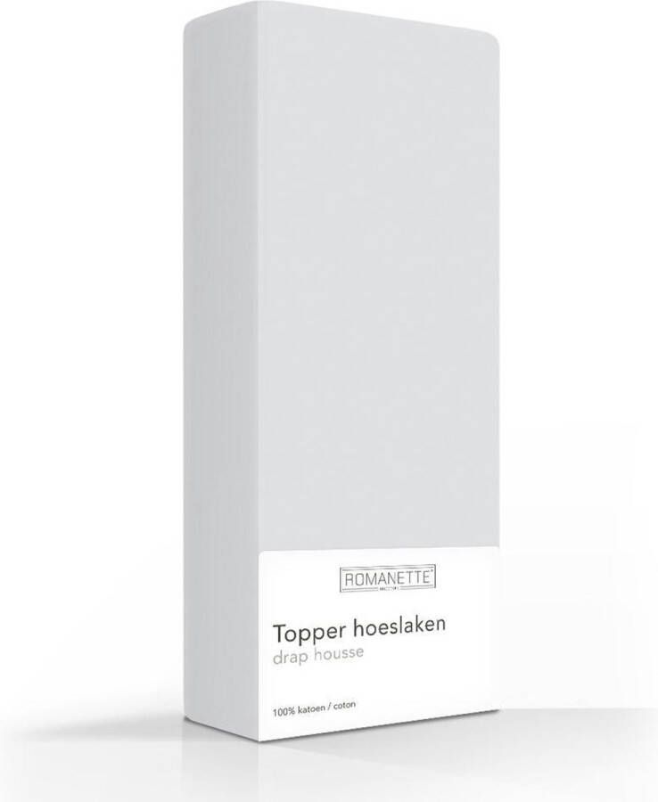 Romanette 100% Luxe Katoen Topper Hoeslaken Lits-jumeaux Extra Lang (180x220 cm) Grijs