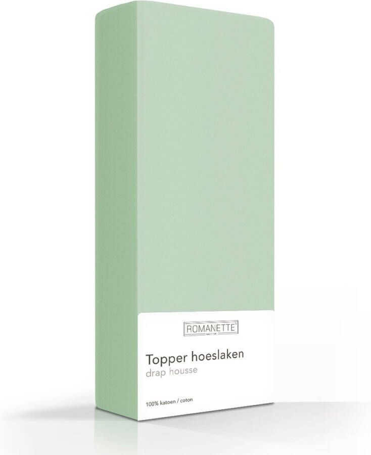 Romanette 100% Luxe Katoen Topper Hoeslaken Lits-jumeaux Extra Lang (180x220 cm) Groen