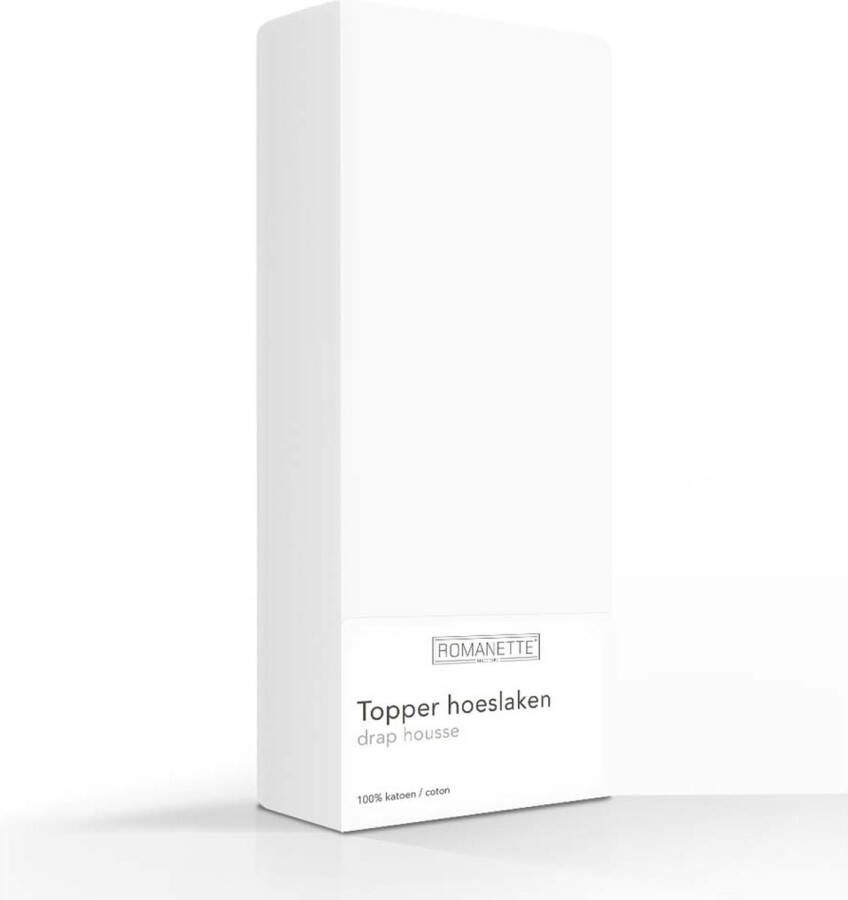 Romanette 100% Luxe Katoen Topper Hoeslaken Tweepersoons (140x200 cm) Wit