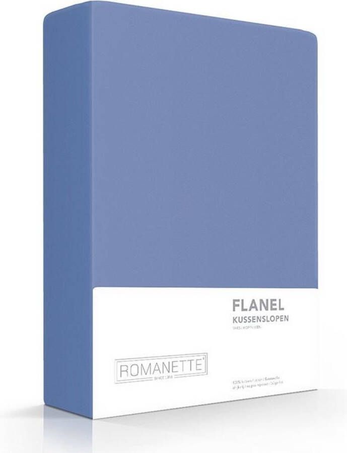 Romanette 2-Pack warme flanel kussenslopen 65x65 jeans blauw