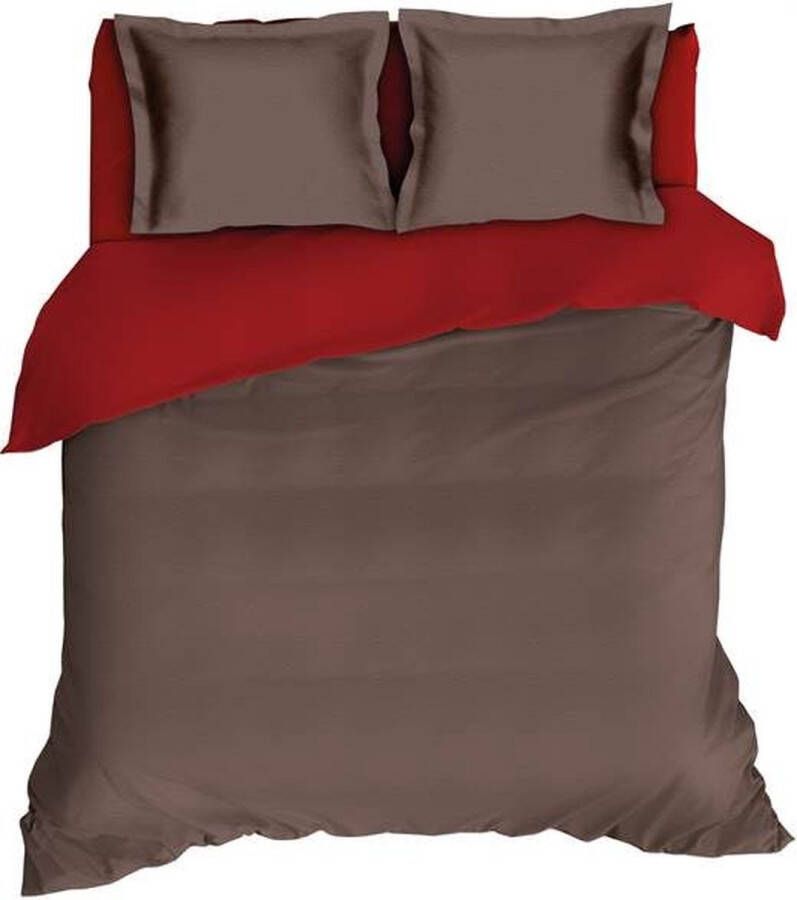 Romanette Comtesse Dekbedovertrek Tweepersoons 200x200 220 cm Bruin Rood