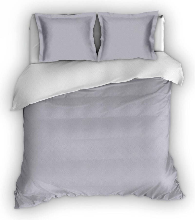 Romanette Comtesse flanel dekbedovertrek Zilver Wit Lits-jumeaux (270x200 220 cm + 2 slopen)