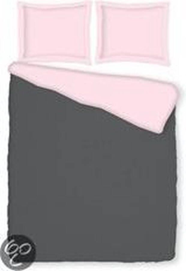 Romanette Dekbedovertrek flanel Comtesse Antraciet roze 1-persoons (140x200 220 cm + 1 sloop)
