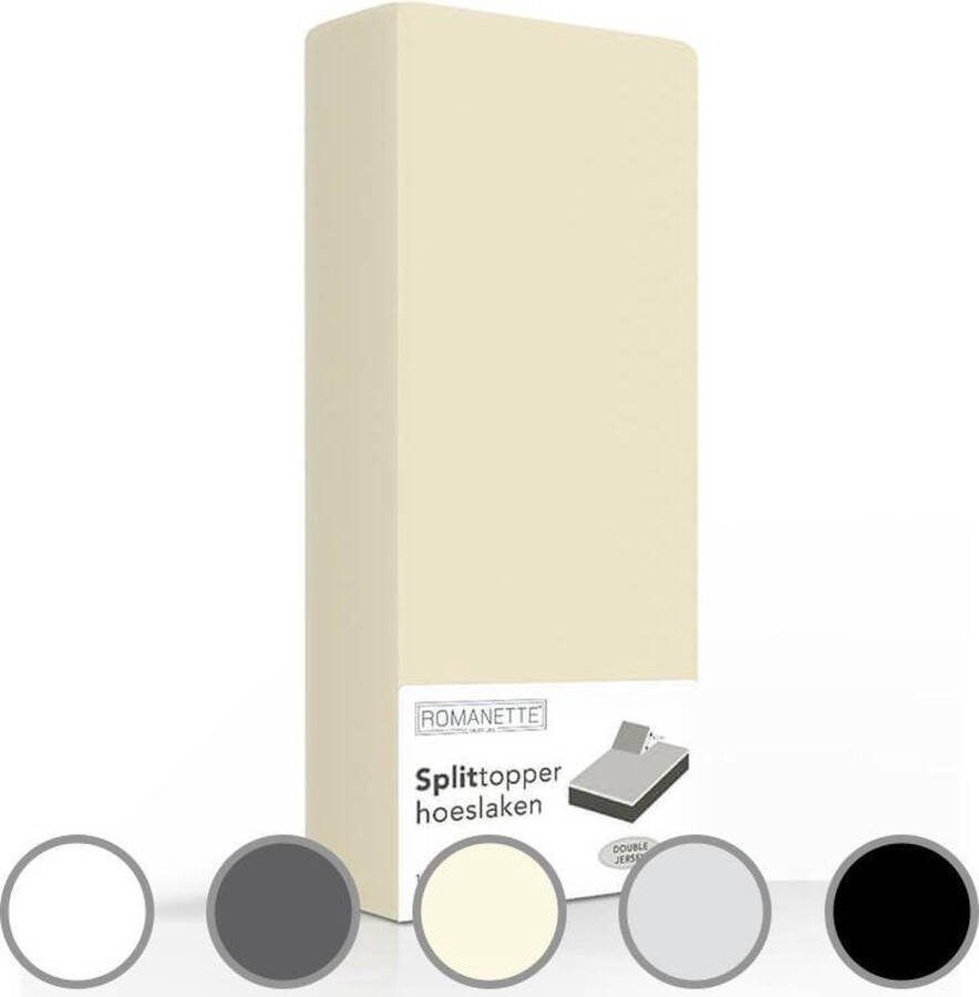 Romanette Double Jersey Splittopper Hoeslaken Beige-160 x 200 210 220 cm