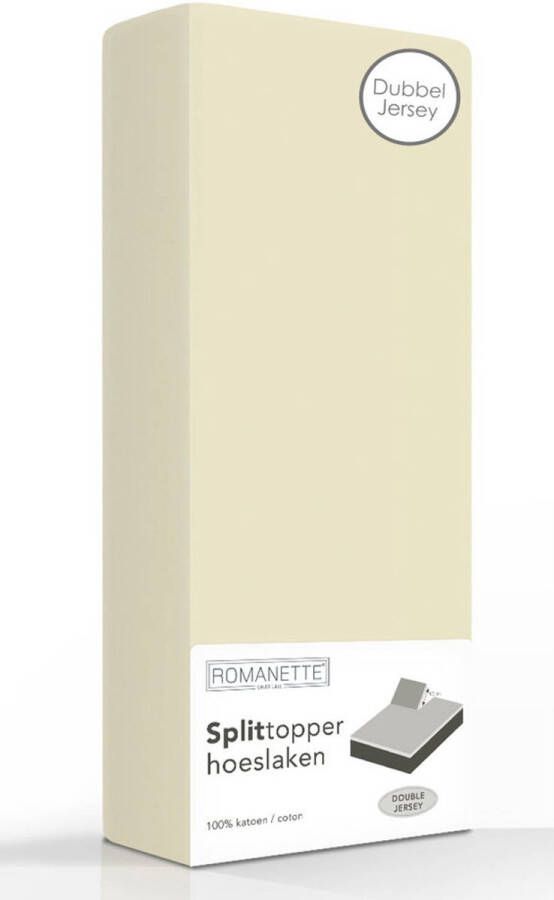 Romanette Double Jersey Splittopper Hoeslaken Beige-180 x 200 210 220 cm