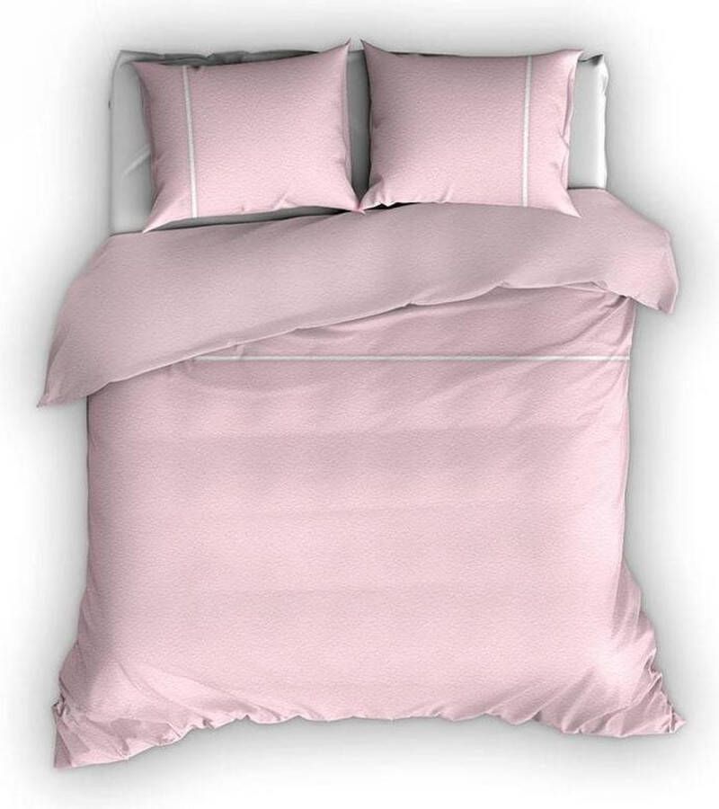 Romanette Duchesse flanel dekbedovertrek Roze wit 1-persoons (140x200 220 cm + 1 sloop)