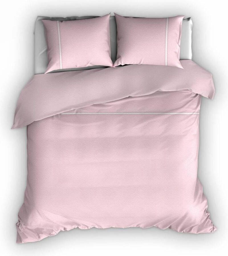 Romanette Duchesse flanel dekbedovertrek Roze wit Lits-jumeaux (240x200 220 cm + 2 slopen)