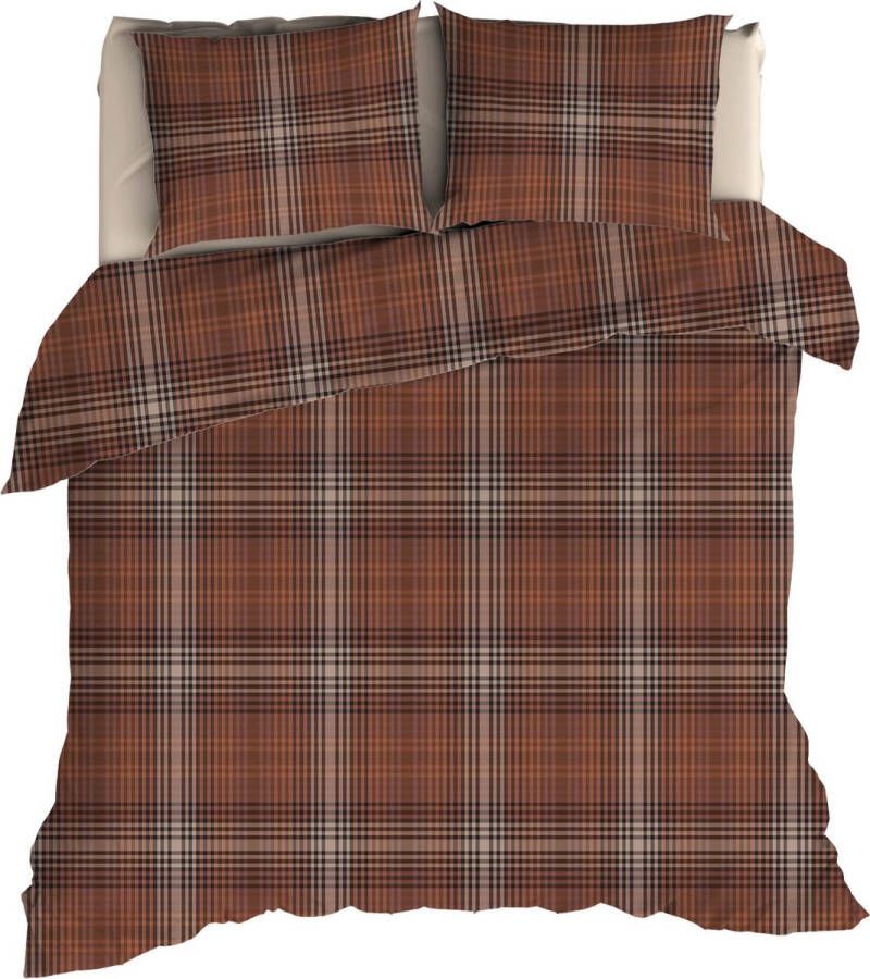 Romanette Stirling flanel dekbedovertrek 2-persoons (200x200 220 cm + 2 slopen) Flanel Roestbruin