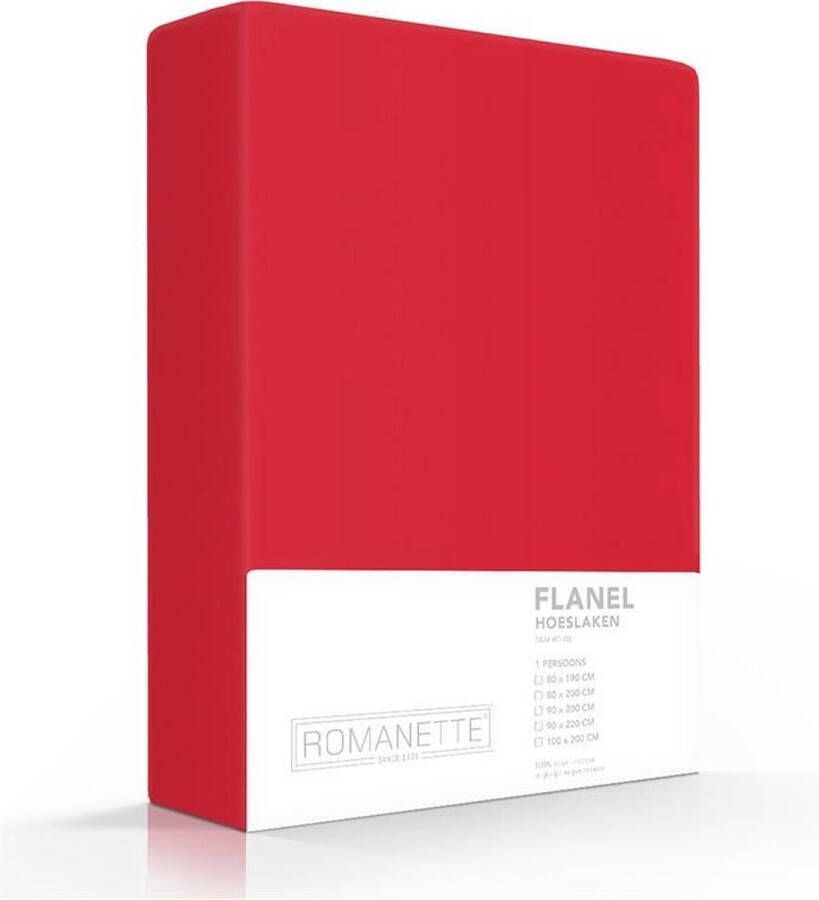 Romanette Flanel Hoeslaken Eenpersoons 80x200 cm Rood