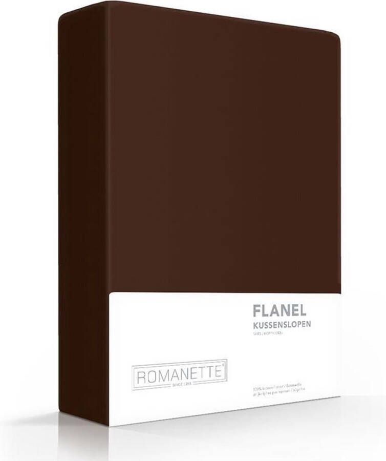 Romanette Flanel Kussenslopen (set van 2) 60x70 cm Bruin