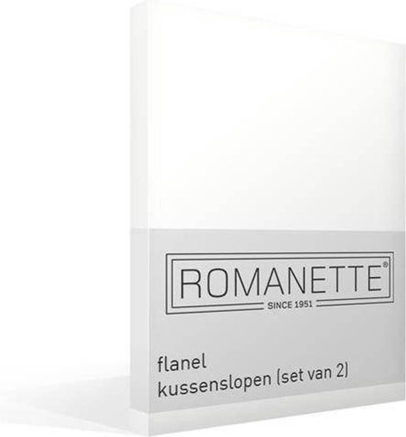 Romanette Flanel Kussenslopen Set van 2 60x70 cm Wit