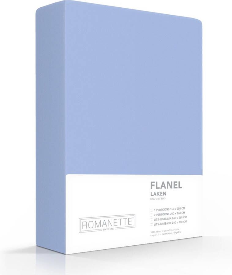 Romanette flanel laken 100% geruwde flanel-katoen Lits-jumeaux (240x260 cm) Blauw