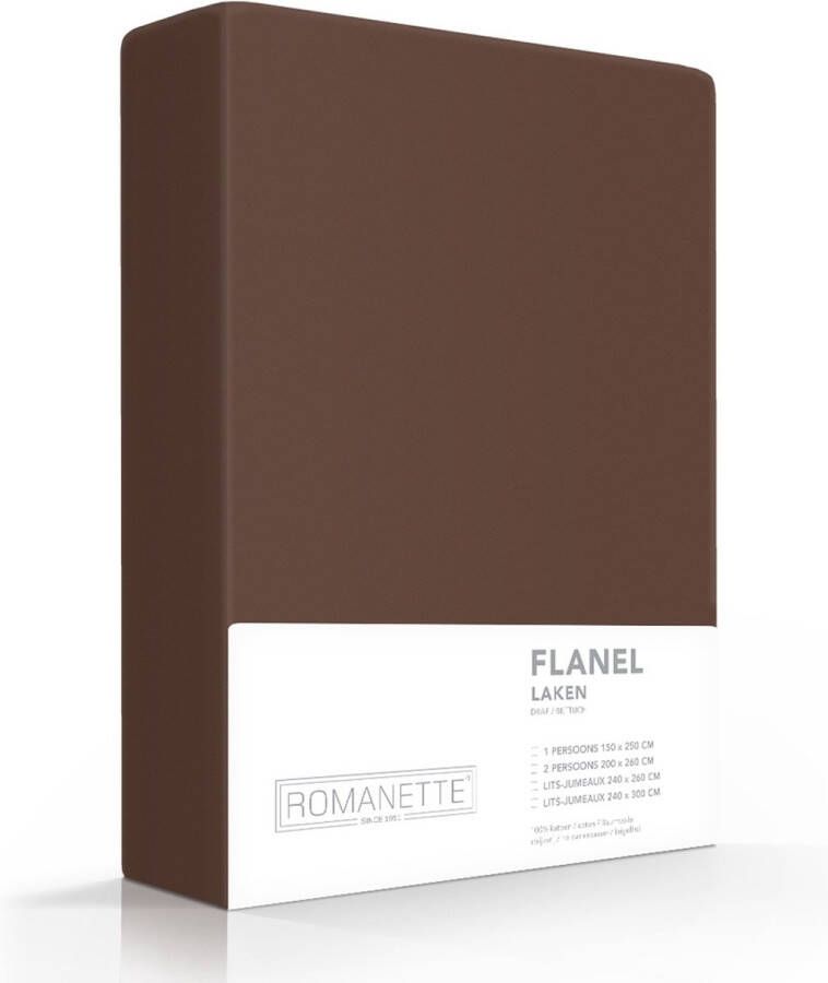 Romanette flanellen laken Taupe Lits-jumeaux (240x260 cm)