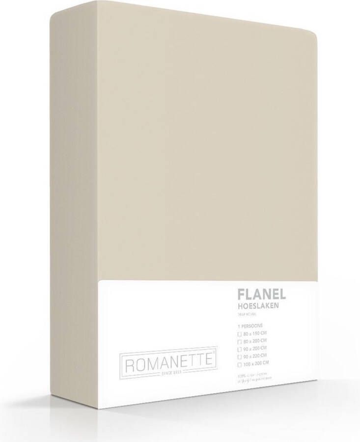 Romanette flanel hoeslaken 100% geruwde flanel-katoen 2-persoons (140x200 cm) Zand