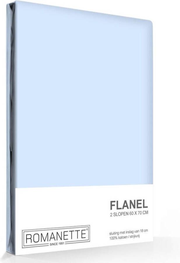 Romanette flanellen kussenslopen (set van 2) Blauw 60x70 cm