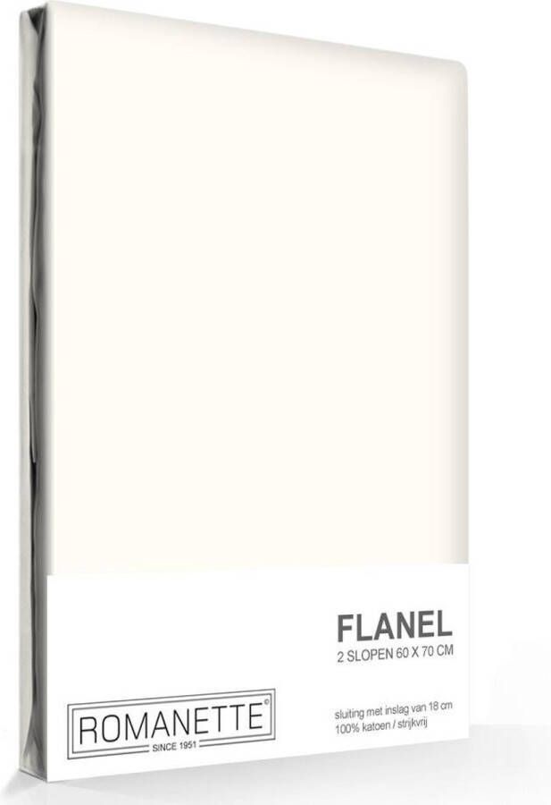 Romanette flanellen kussenslopen (set van 2) Ivoor 60x70 cm