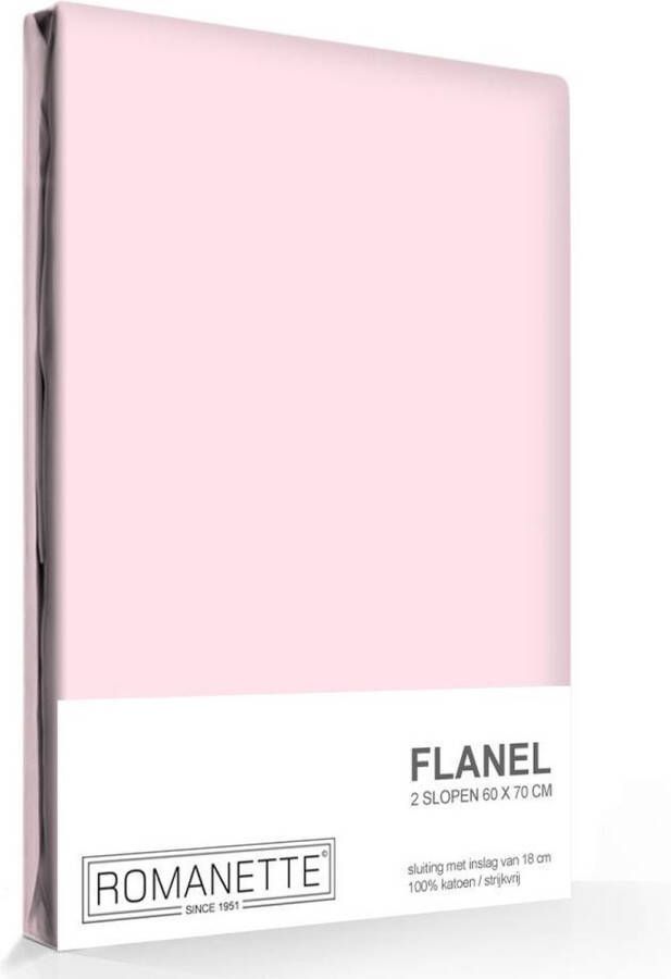Romanette flanellen kussenslopen (set van 2) Roze 60x70 cm
